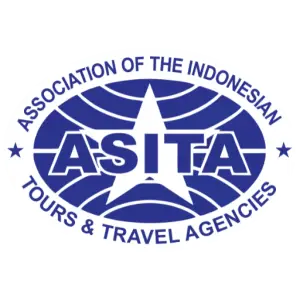 ASITA logo: blue circular emblem for the Association of the Indonesian Tours & Travel Agencies, featuring a globe motif and a central star.