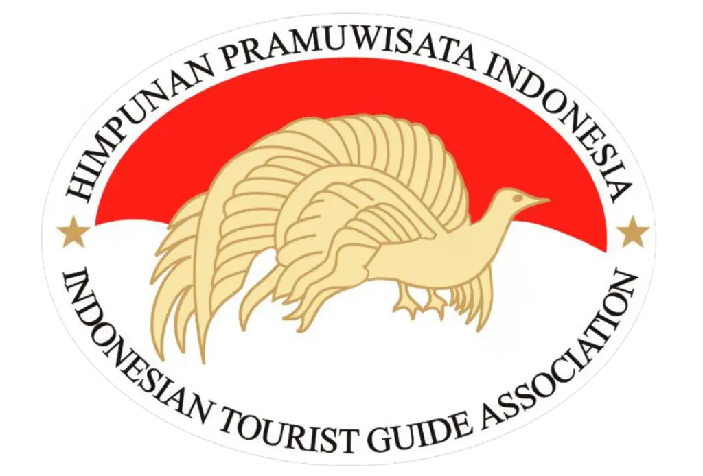 Logo of the Indonesian Tourist Guide Association (Himpunan Pramuwisata Indonesia) featuring a stylized gold bird over a red arc with circular text and stars.
